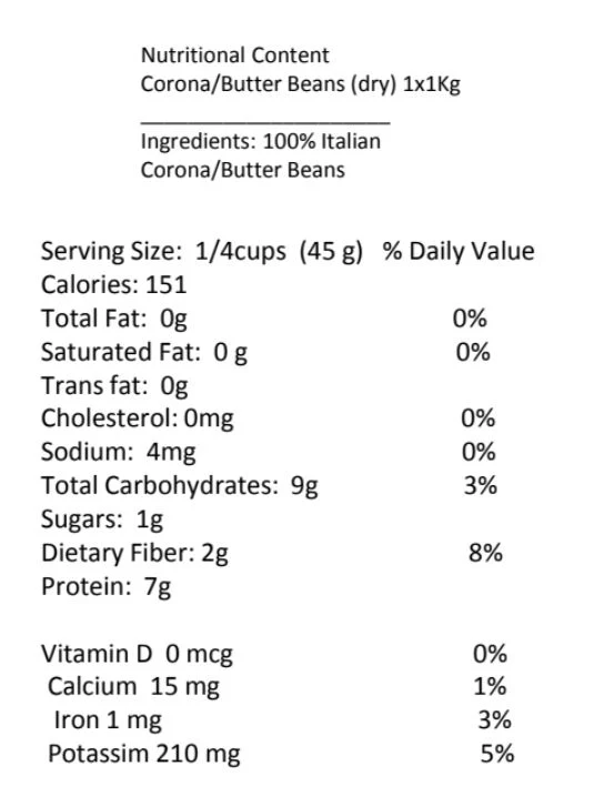 Corona/Butter Beans (Dry) - Bag - Image 4